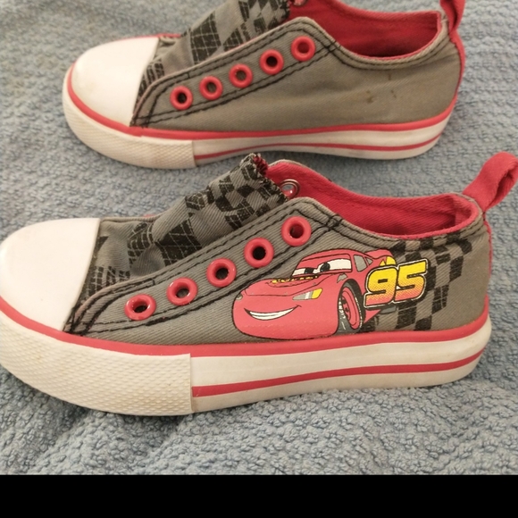 Disney Red and Gray Sneakers Slip-On Style, Toddler 8 - Picture 2 of 6